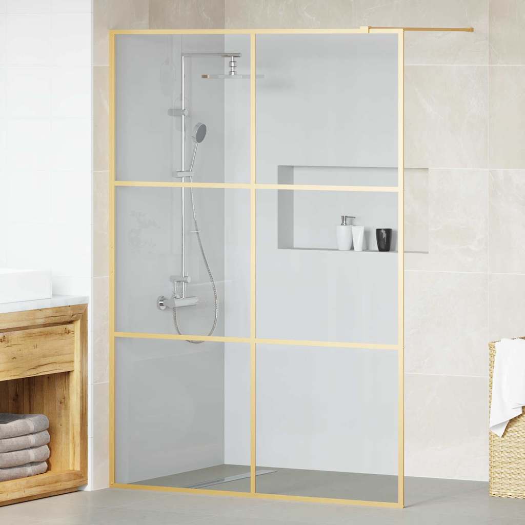 Walk-in Shower Wall Gold 140 x 195 cm Tempered Glass