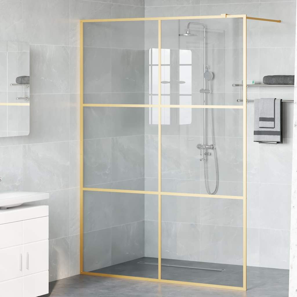 Walk-in Shower Wall Gold 140 x 195 cm Tempered Glass