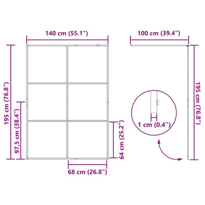 Walk-in Shower Wall Gold 140 x 195 cm Tempered Glass