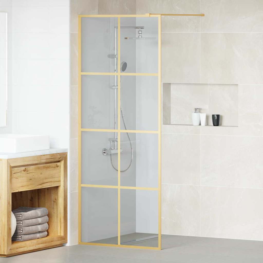 Walk-in Shower Wall Gold 80 x 195 cm Tempered Glass