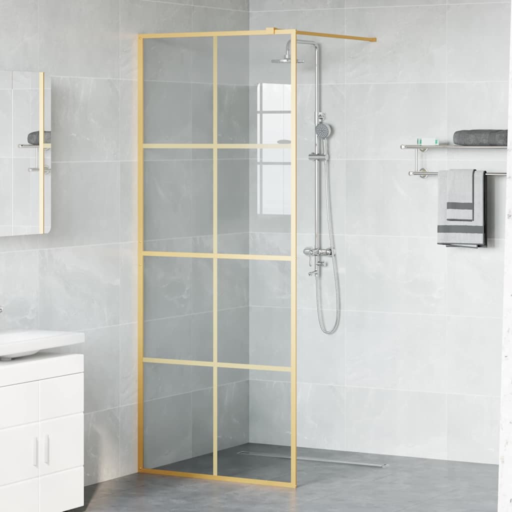 Walk-in Shower Wall Gold 80 x 195 cm Tempered Glass
