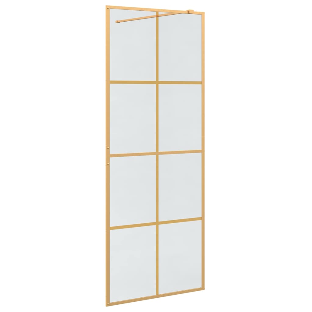 Walk-in Shower Wall Gold 80 x 195 cm Tempered Glass