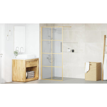 Walk-in Shower Wall Gold 90 x 195 cm Tempered Glass