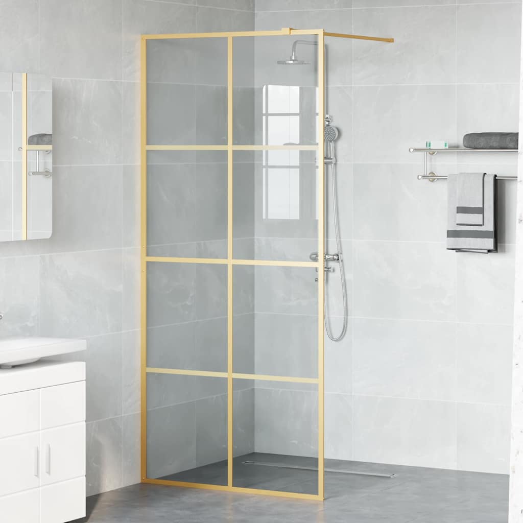 Walk-in Shower Wall Gold 90 x 195 cm Tempered Glass