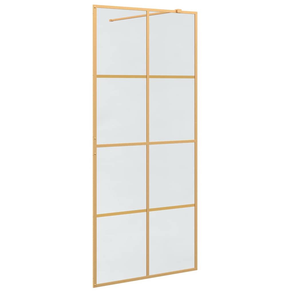 Walk-in Shower Wall Gold 90 x 195 cm Tempered Glass