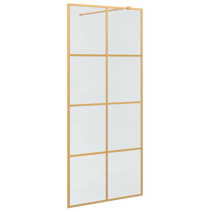 Walk-in Shower Wall Gold 90 x 195 cm Tempered Glass