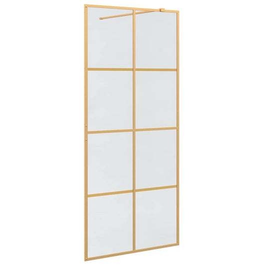 Walk-in Shower Wall Gold 90 x 195 cm Tempered Glass