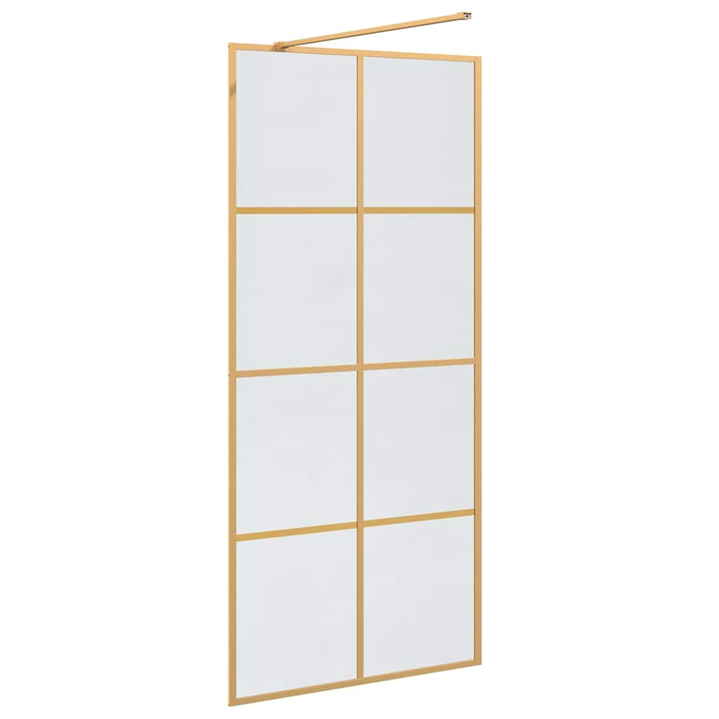 Walk-in Shower Wall Gold 90 x 195 cm Tempered Glass