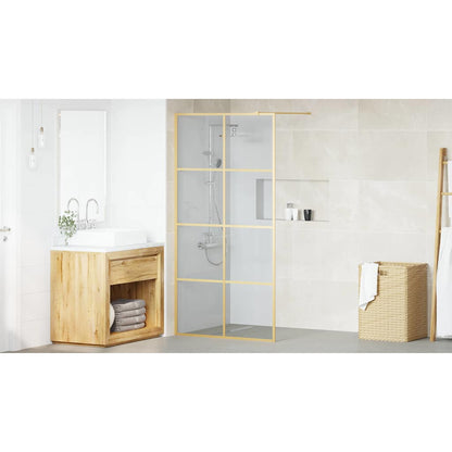 Walk-in Shower Wall Gold 100 x 195 cm Tempered Glass