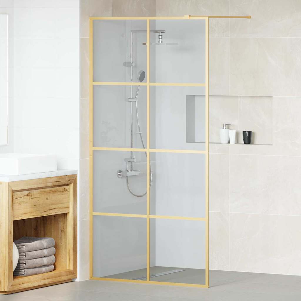 Walk-in Shower Wall Gold 100 x 195 cm Tempered Glass