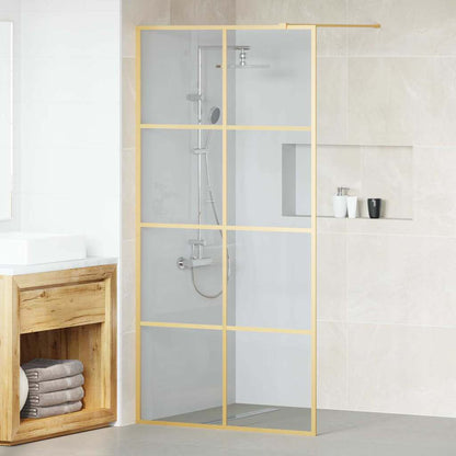 Walk-in Shower Wall Gold 100 x 195 cm Tempered Glass