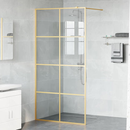 Walk-in Shower Wall Gold 100 x 195 cm Tempered Glass
