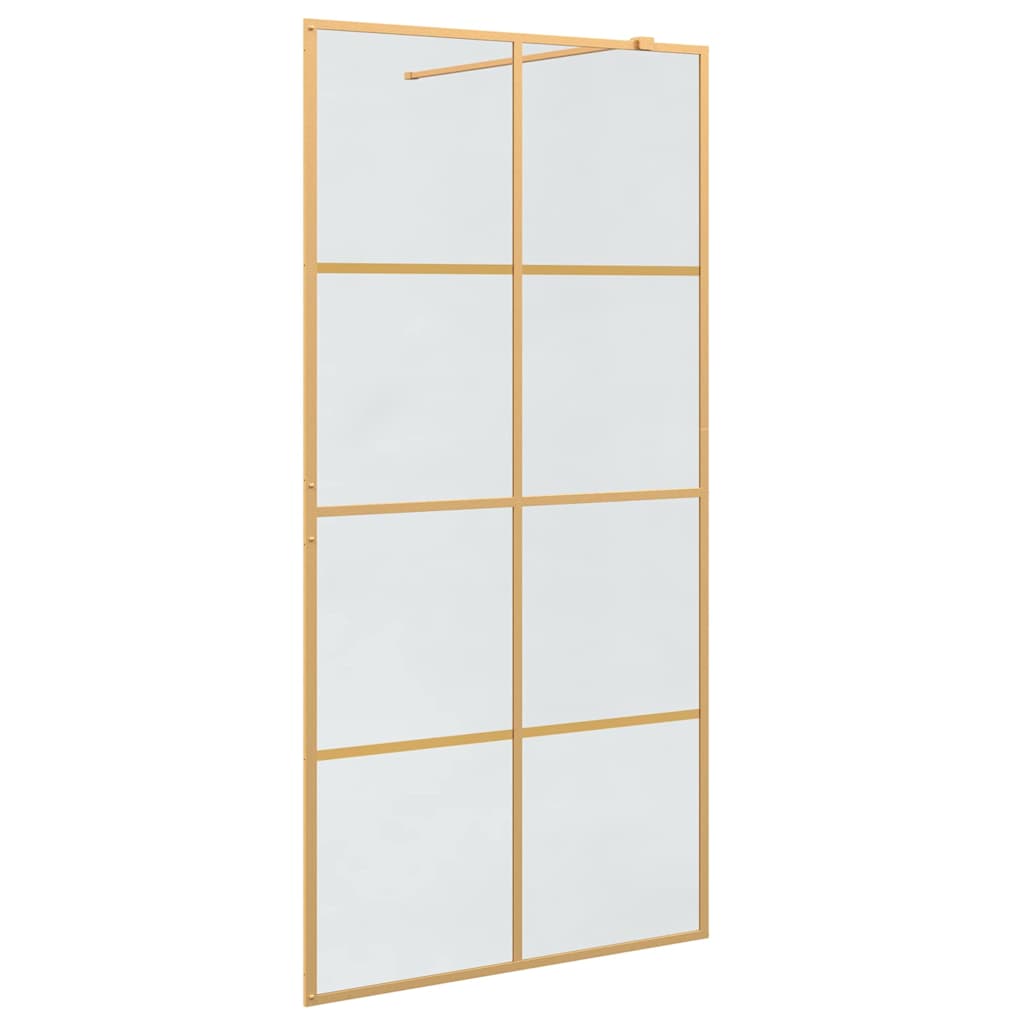 Walk-in Shower Wall Gold 100 x 195 cm Tempered Glass