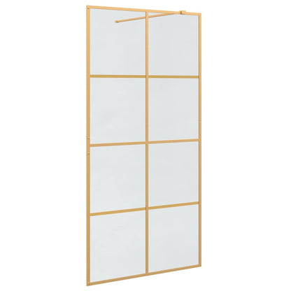 Walk-in Shower Wall Gold 100 x 195 cm Tempered Glass