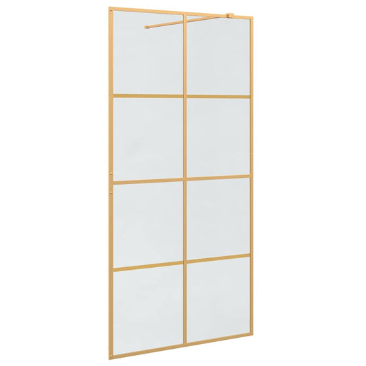 Walk-in Shower Wall Gold 100 x 195 cm Tempered Glass