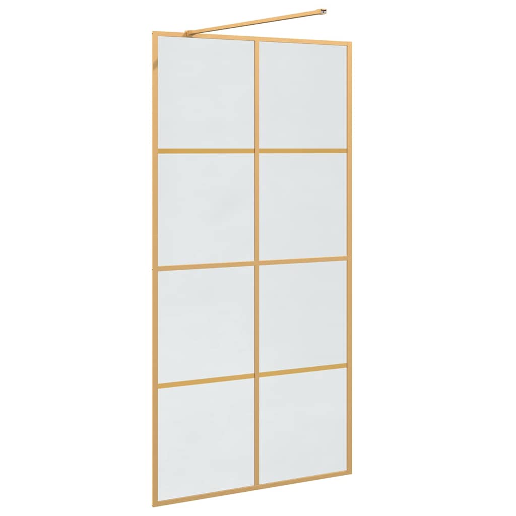 Walk-in Shower Wall Gold 100 x 195 cm Tempered Glass