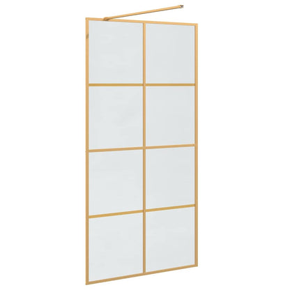 Walk-in Shower Wall Gold 100 x 195 cm Tempered Glass