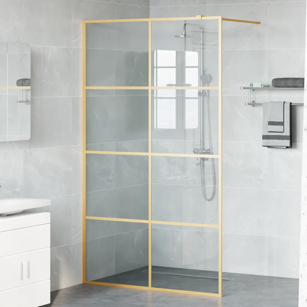 Walk-in Shower Wall Gold 115 x 195 cm Tempered Glass