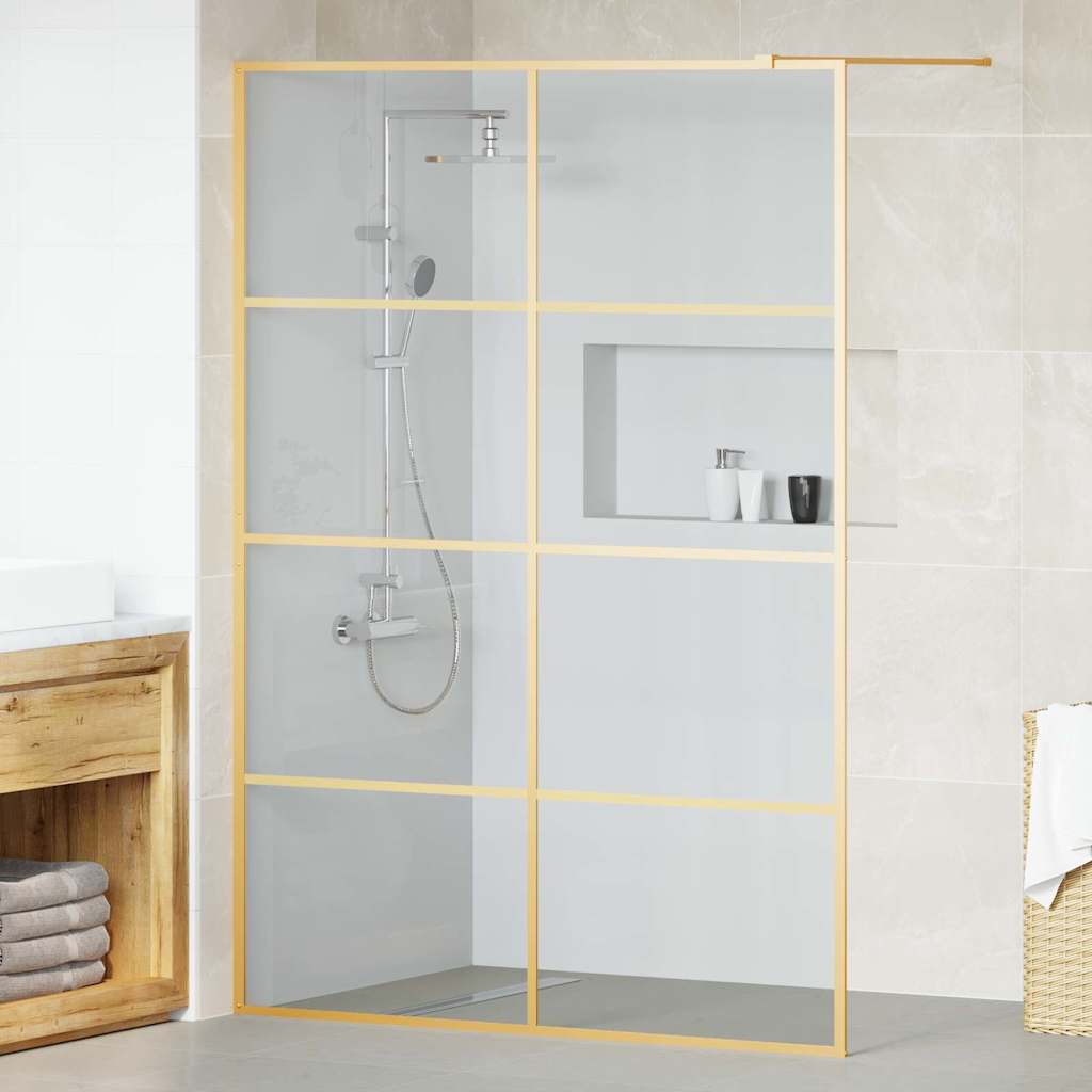 Walk-in Shower Wall Gold 140 x 195 cm Tempered Glass