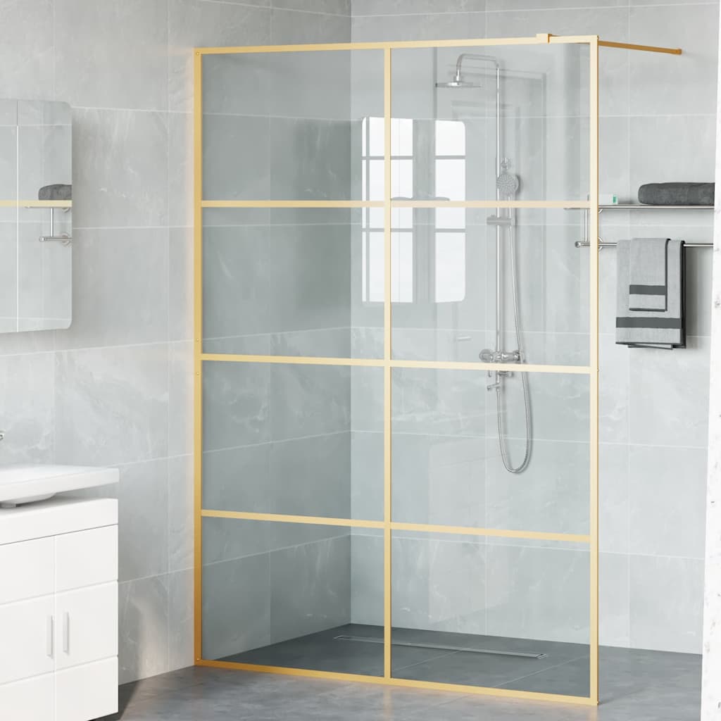 Walk-in Shower Wall Gold 140 x 195 cm Tempered Glass