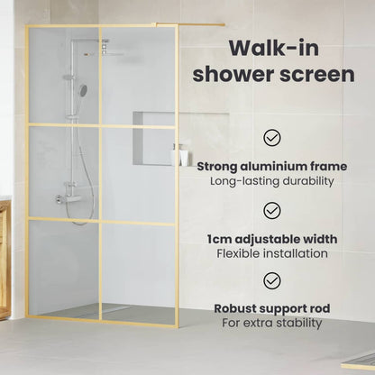 Walk-in Shower Wall Gold 140 x 195 cm Tempered Glass