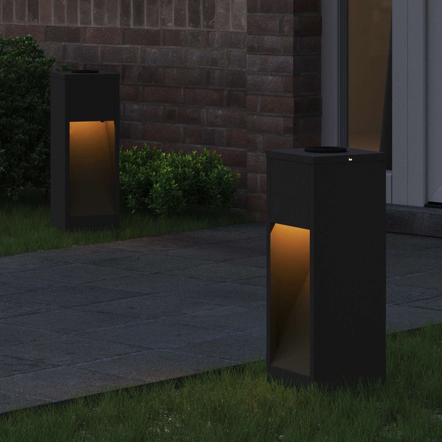 Solar Led Pathway Light 2 pcs Black Cold Rolled Steel