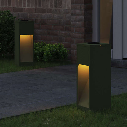 Solar Led Pathway Light 2 pcs Olive Green Cold Rolled Steel