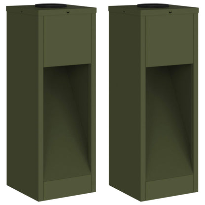 Solar Led Pathway Light 2 pcs Olive Green Cold Rolled Steel
