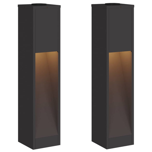 Solar Led Pathway Light 2 pcs Black Cold Rolled Steel