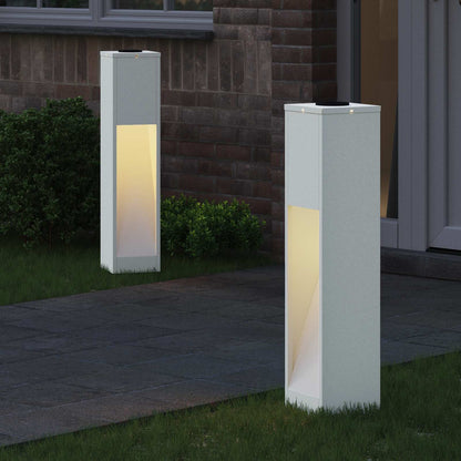 Solar Led Pathway Light 2 pcs White Cold Rolled Steel