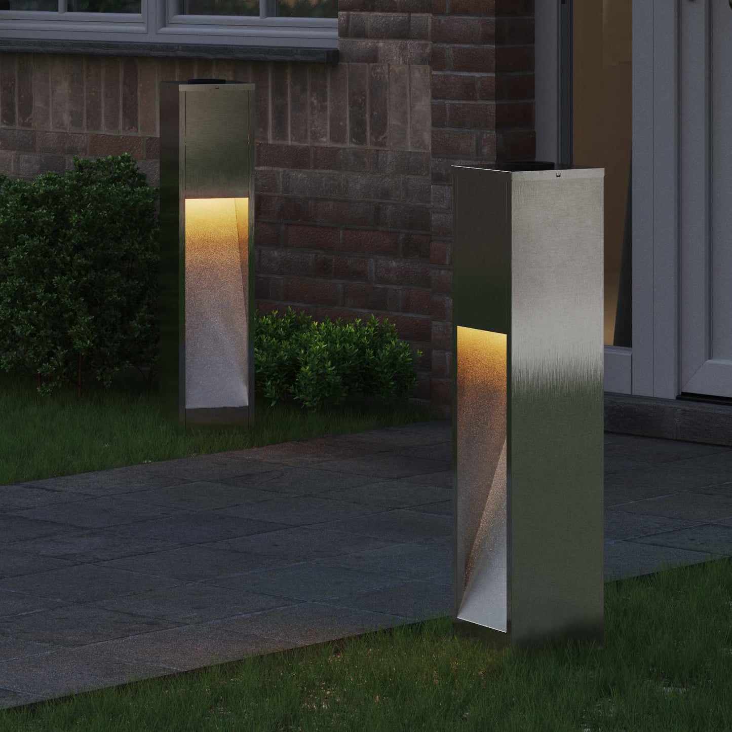Solar Led Pathway Light 2 pcs Stainless Steel Stainless Steel