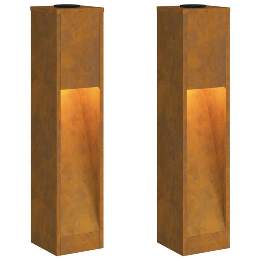 Solar Led Pathway Light 2 pcs Corten Steel Corten Steel