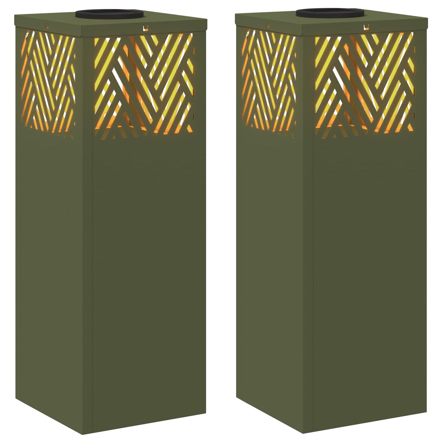Solar LED Pathway Light 2 pcs Olive Green Cold Rolled Steel