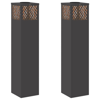 Solar LED Pathway Light 2 pcs Black Cold Rolled Steel