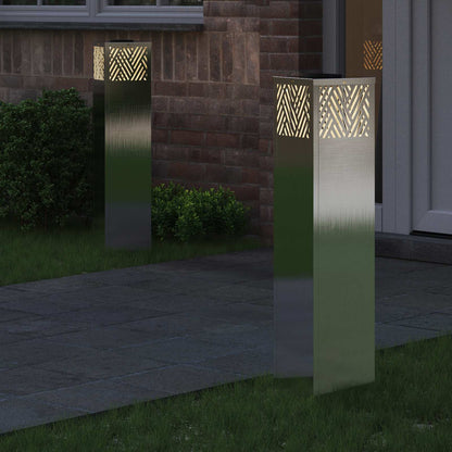 Solar LED Pathway Light 2 pcs Silver Stainless Steel
