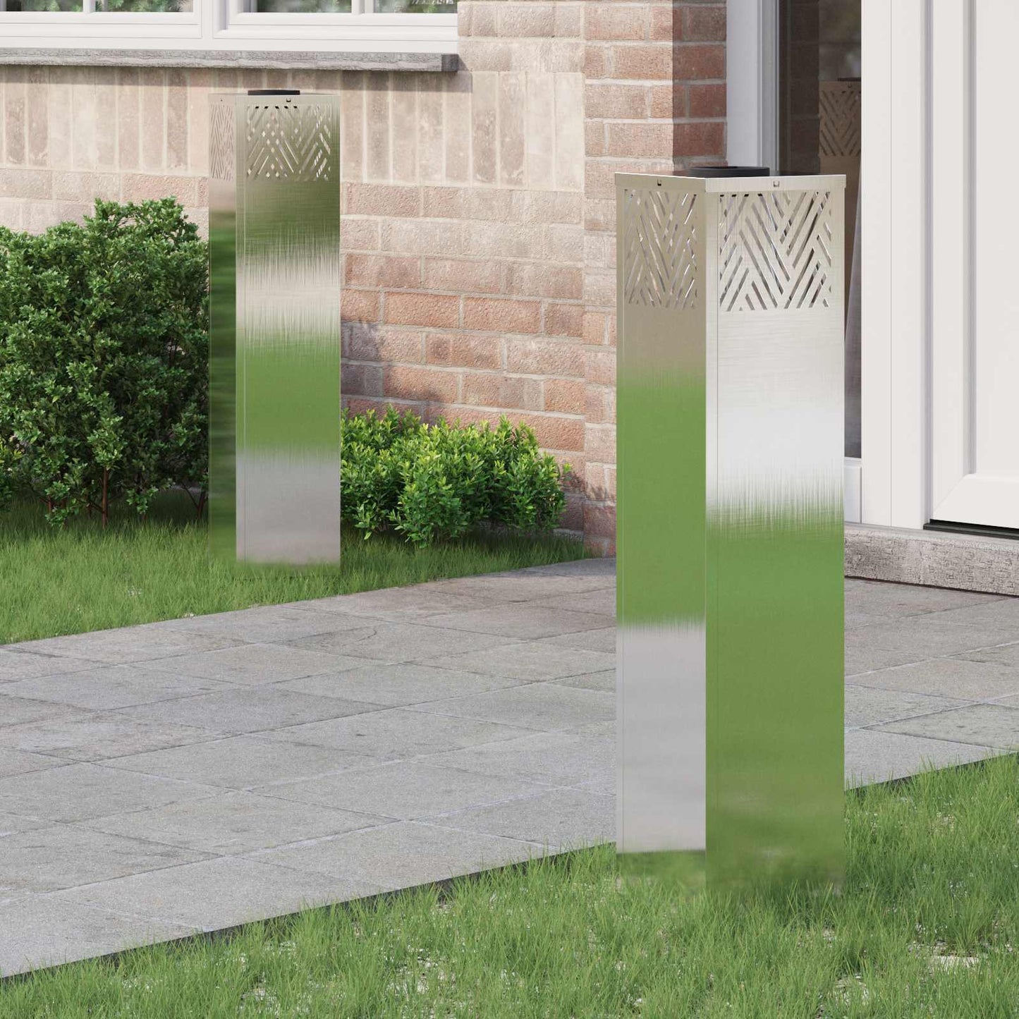 Solar LED Pathway Light 2 pcs Silver Stainless Steel