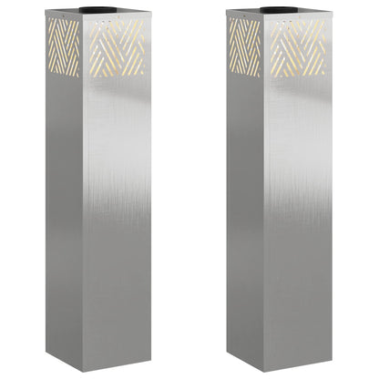 Solar LED Pathway Light 2 pcs Silver Stainless Steel