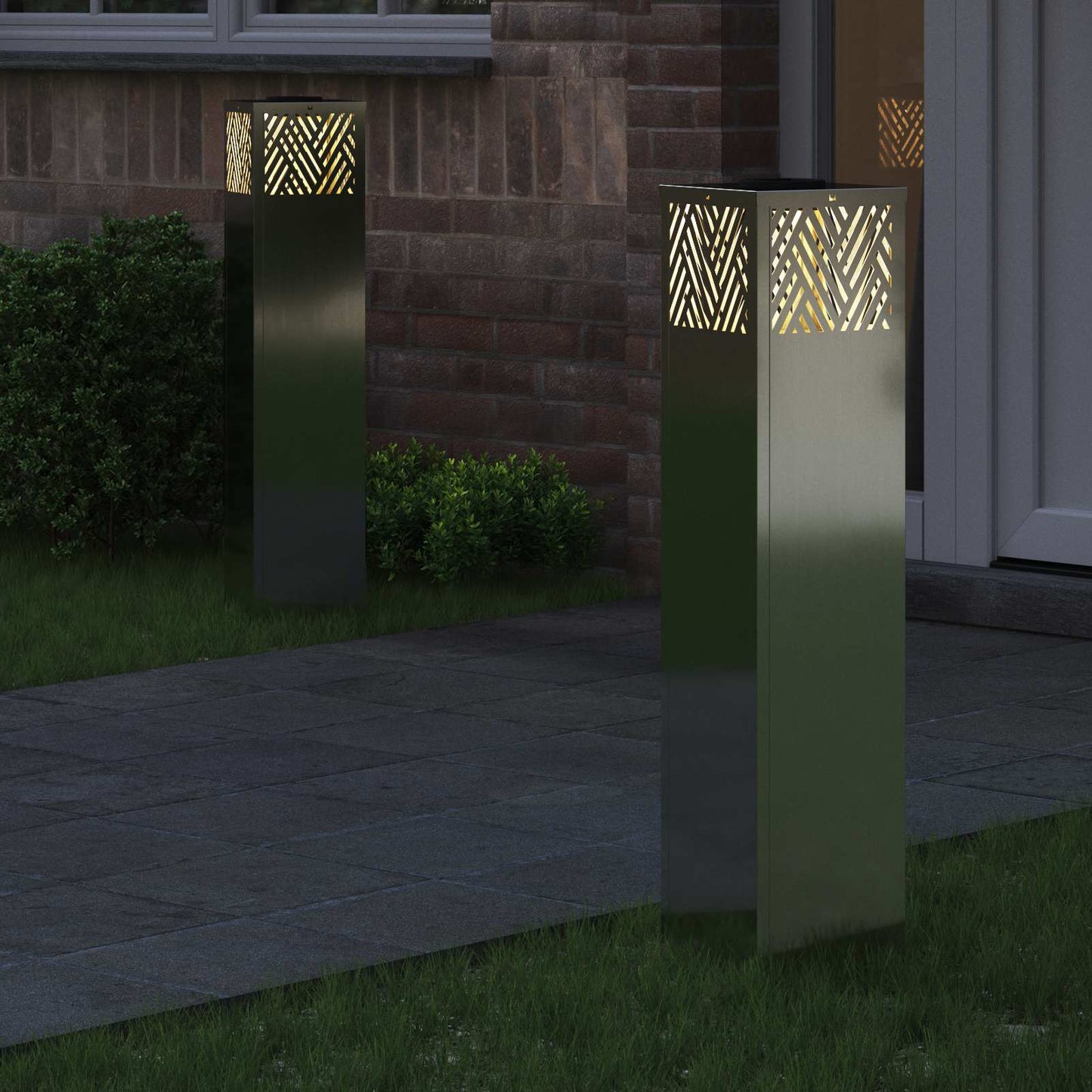 Solar LED Pathway Light 2 pcs Silver Galvanized