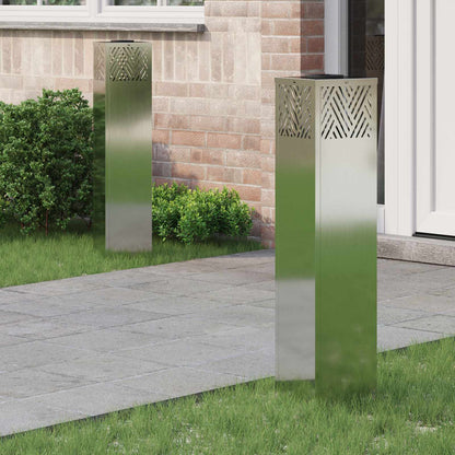 Solar LED Pathway Light 2 pcs Silver Galvanized
