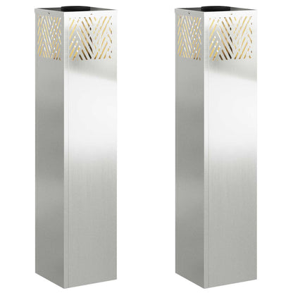 Solar LED Pathway Light 2 pcs Silver Galvanized