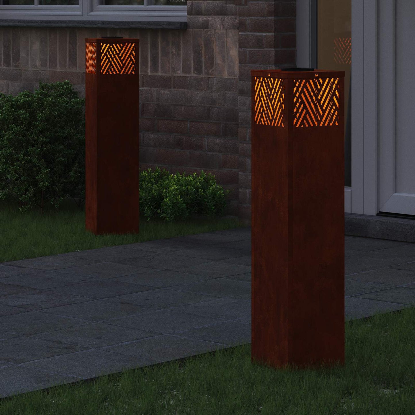 Solar LED Pathway Light 2 pcs Bronze Weathering Steel