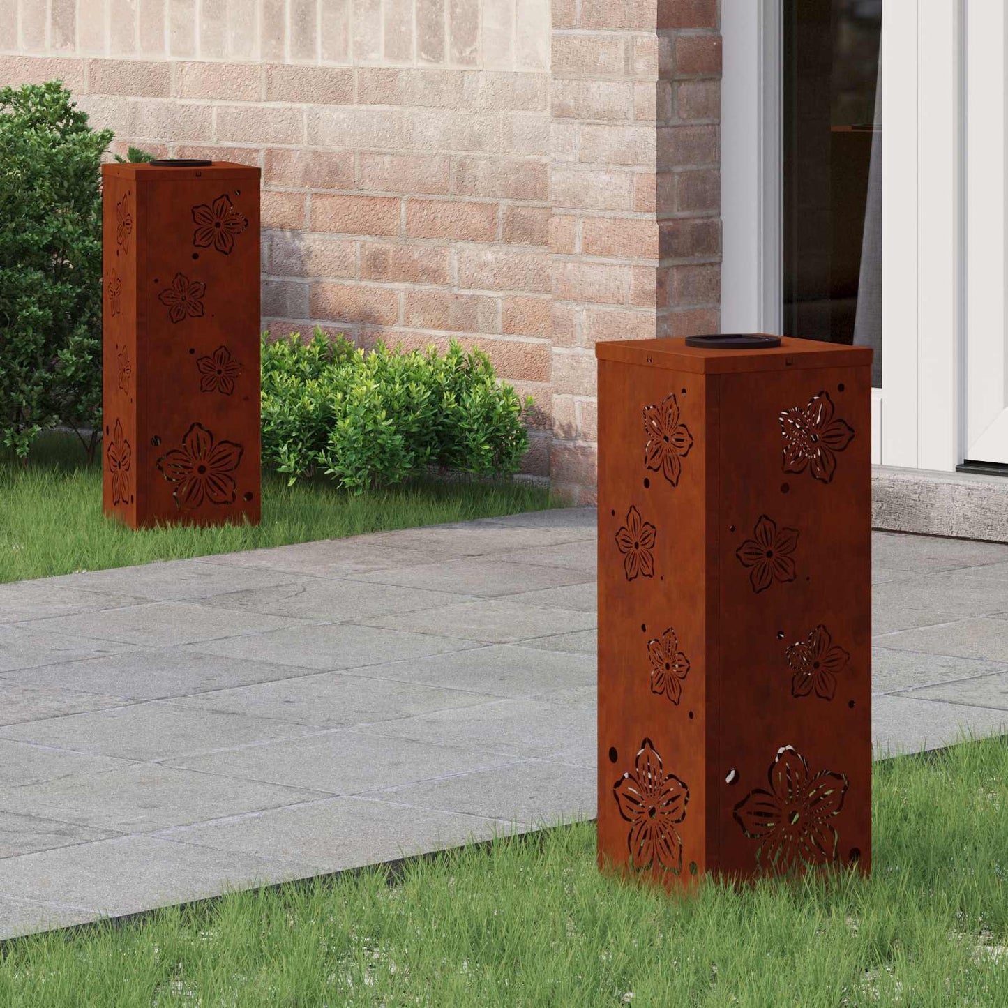 Solar LED Pathway Light 2 pcs Rusty Weathering Steel