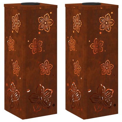 Solar LED Pathway Light 2 pcs Rusty Weathering Steel