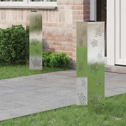 Solar LED Pathway Light 2 pcs Silver Stainless Steel