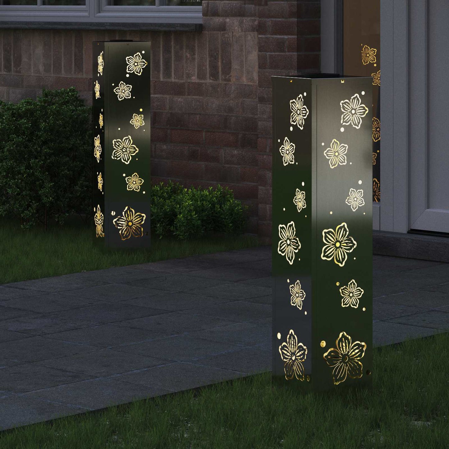 Solar LED Pathway Light 2 pcs Silver Galvanized Steel
