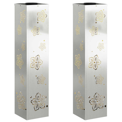 Solar LED Pathway Light 2 pcs Silver Galvanized Steel