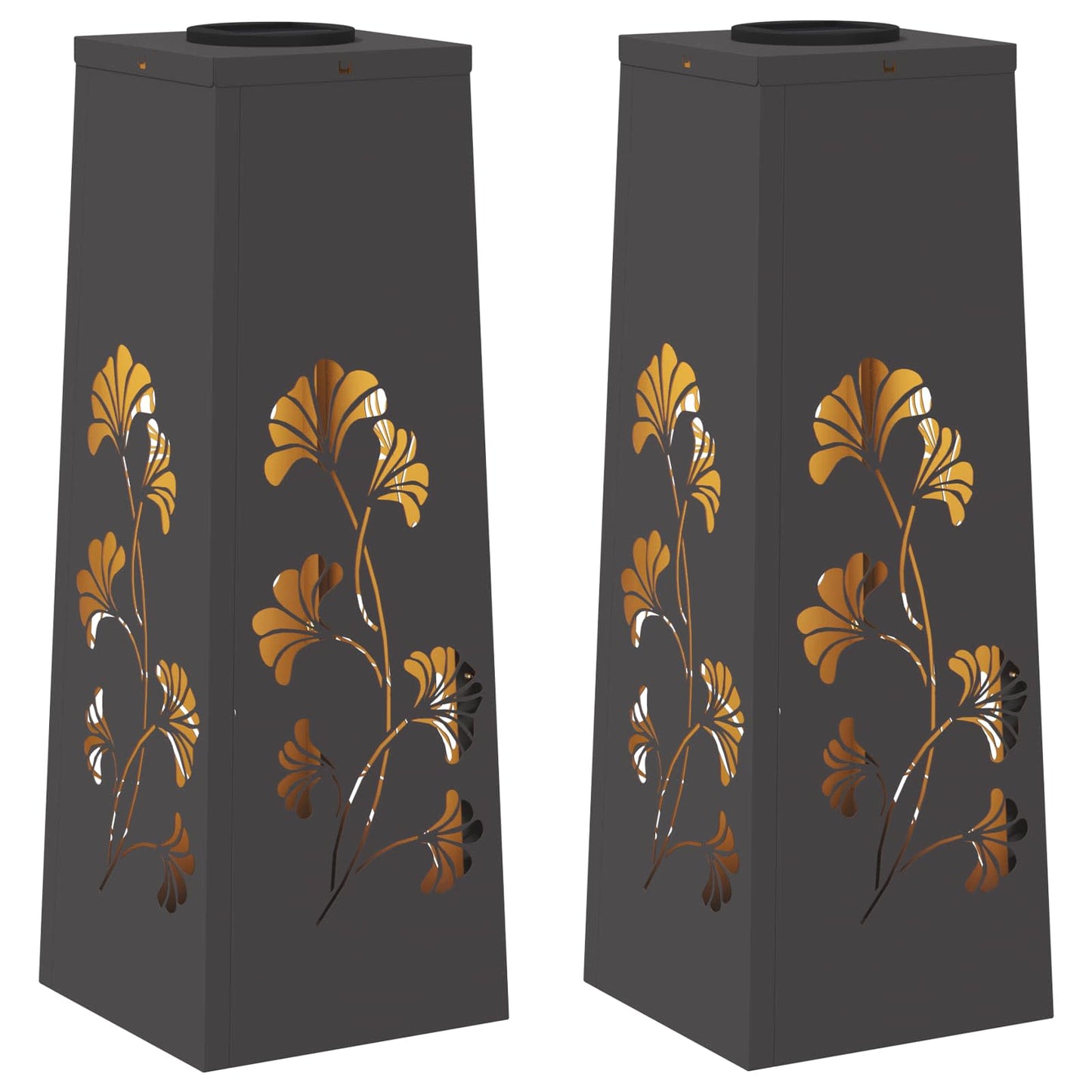 Solar LED Pathway Light 2 pcs Black Cold Rolled Steel