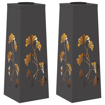 Solar LED Pathway Light 2 pcs Black Cold Rolled Steel