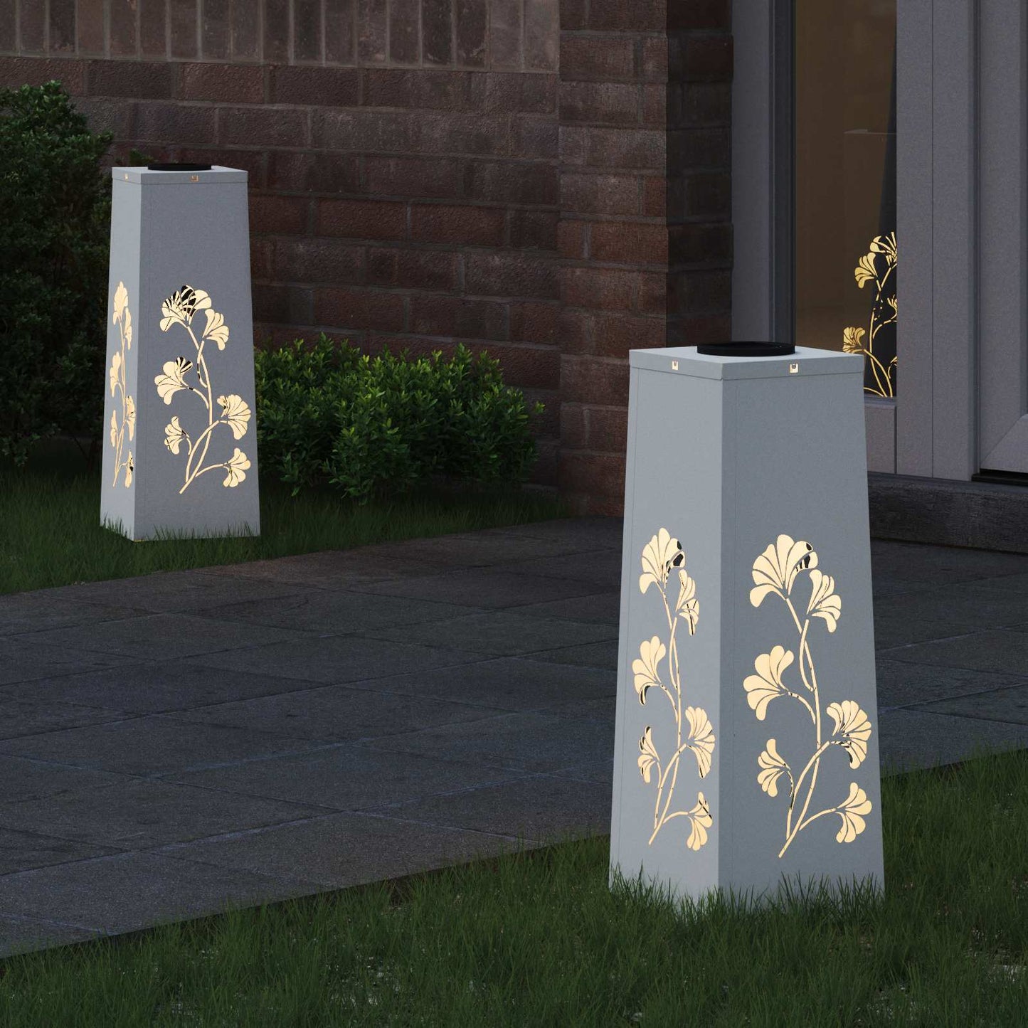 Solar LED Pathway Light 2 pcs White Cold Rolled Steel