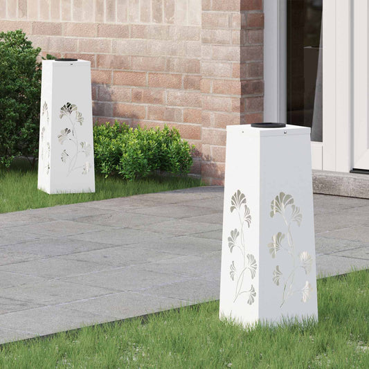 Solar LED Pathway Light 2 pcs White Cold Rolled Steel